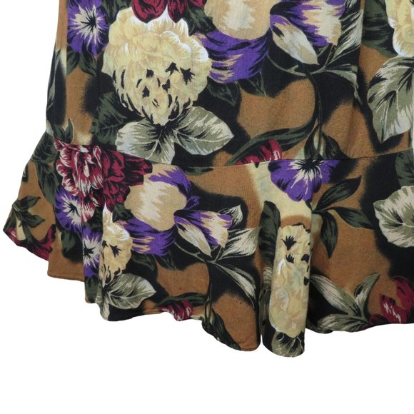 Vintage Sheri Martin Knee Length Shift Dress Floral Ruffle Hem Hawaiian MuuMuu - Picture 7 of 11